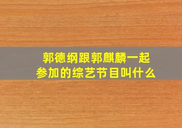 郭德纲跟郭麒麟一起参加的综艺节目叫什么