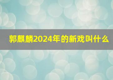 郭麒麟2024年的新戏叫什么