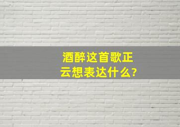 酒醉这首歌正云想表达什么?