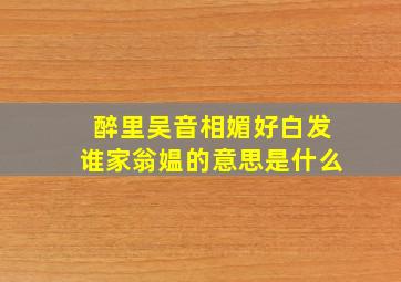 醉里吴音相媚好白发谁家翁媪的意思是什么