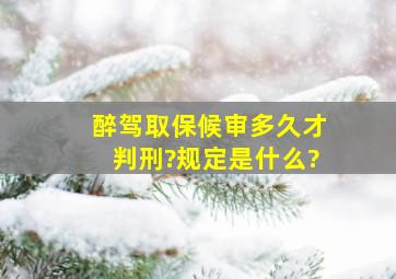 醉驾取保候审多久才判刑?规定是什么?