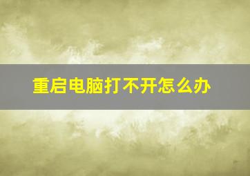 重启电脑打不开怎么办