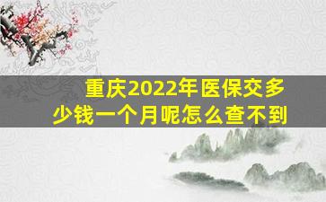 重庆2022年医保交多少钱一个月呢怎么查不到