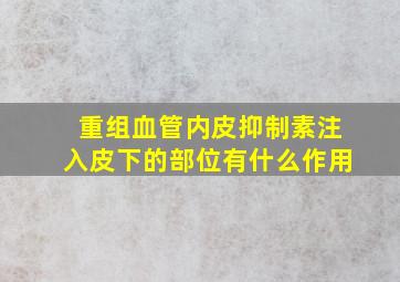 重组血管内皮抑制素注入皮下的部位有什么作用