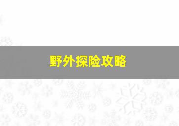 野外探险攻略