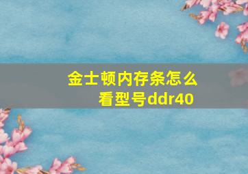 金士顿内存条怎么看型号ddr40