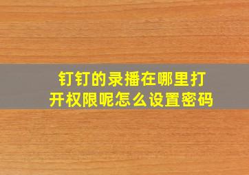 钉钉的录播在哪里打开权限呢怎么设置密码