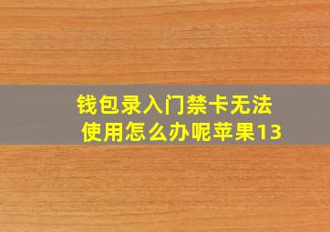 钱包录入门禁卡无法使用怎么办呢苹果13