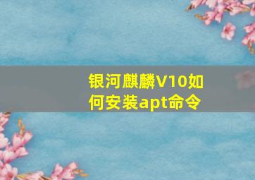 银河麒麟V10如何安装apt命令