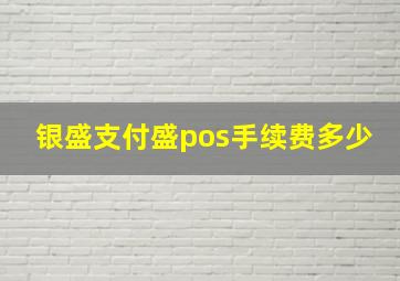 银盛支付盛pos手续费多少