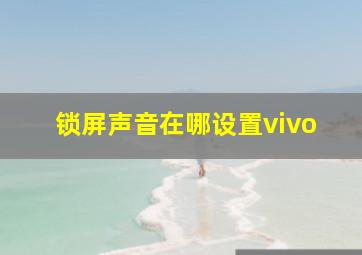 锁屏声音在哪设置vivo