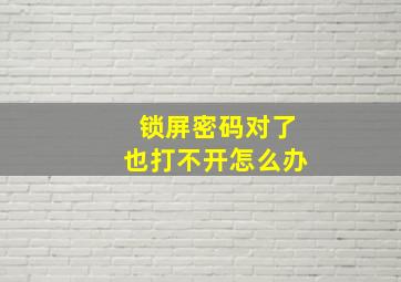 锁屏密码对了也打不开怎么办