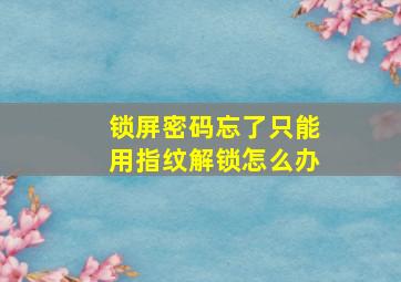 锁屏密码忘了只能用指纹解锁怎么办