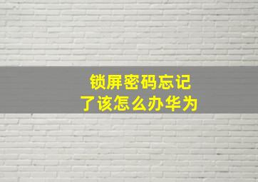 锁屏密码忘记了该怎么办华为