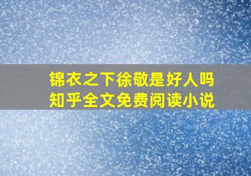 锦衣之下徐敬是好人吗知乎全文免费阅读小说