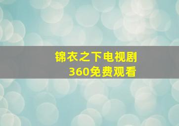 锦衣之下电视剧360免费观看