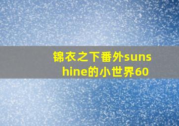 锦衣之下番外sunshine的小世界60