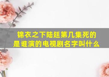 锦衣之下陆廷第几集死的是谁演的电视剧名字叫什么