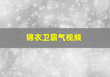 锦衣卫霸气视频