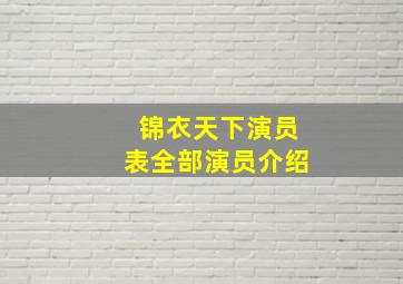 锦衣天下演员表全部演员介绍