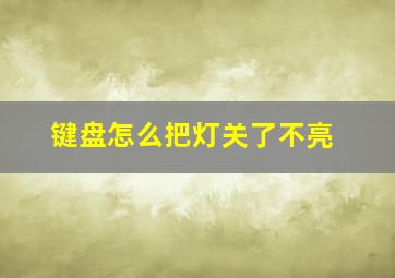 键盘怎么把灯关了不亮