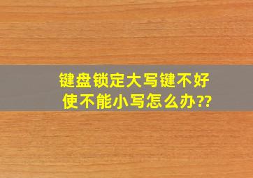 键盘锁定大写键不好使不能小写怎么办??