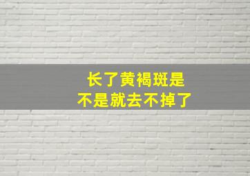 长了黄褐斑是不是就去不掉了