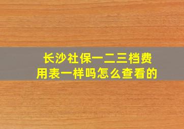 长沙社保一二三档费用表一样吗怎么查看的