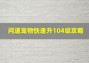 问道宠物快速升104级攻略