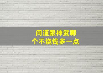 问道跟神武哪个不烧钱多一点