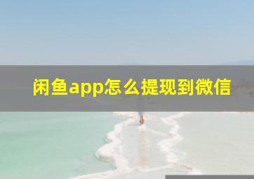 闲鱼app怎么提现到微信