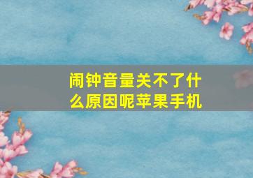 闹钟音量关不了什么原因呢苹果手机