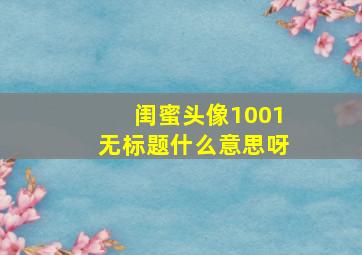 闺蜜头像1001无标题什么意思呀