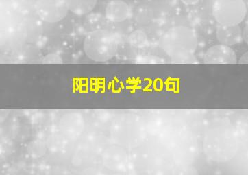 阳明心学20句