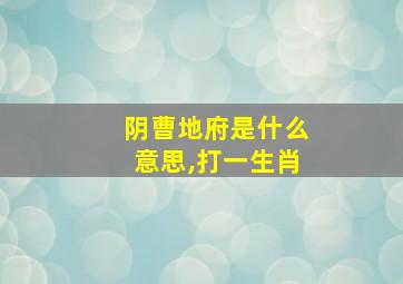 阴曹地府是什么意思,打一生肖