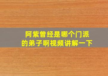 阿紫曾经是哪个门派的弟子啊视频讲解一下