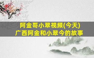 阿金哥小翠视频(今天)广西阿金和小翠今的故事