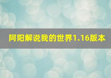 阿阳解说我的世界1.16版本