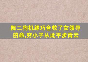 陈二狗机缘巧合救了女领导的命,穷小子从此平步青云