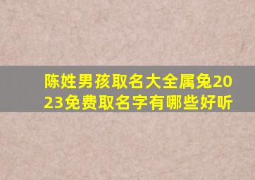 陈姓男孩取名大全属兔2023免费取名字有哪些好听