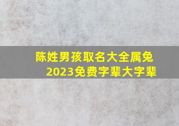 陈姓男孩取名大全属兔2023免费字辈大字辈