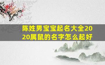 陈姓男宝宝起名大全2020属鼠的名字怎么起好