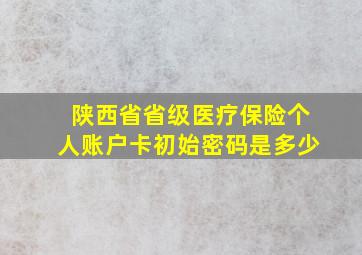 陕西省省级医疗保险个人账户卡初始密码是多少