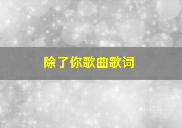 除了你歌曲歌词