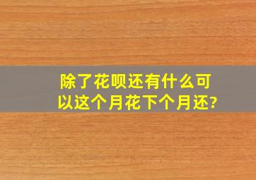 除了花呗还有什么可以这个月花下个月还?