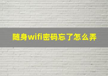 随身wifi密码忘了怎么弄