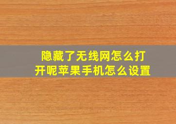 隐藏了无线网怎么打开呢苹果手机怎么设置