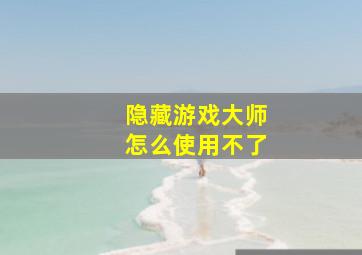 隐藏游戏大师怎么使用不了