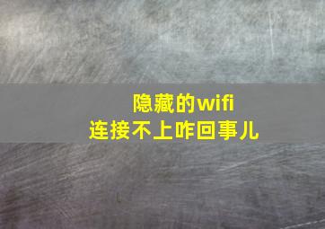 隐藏的wifi连接不上咋回事儿