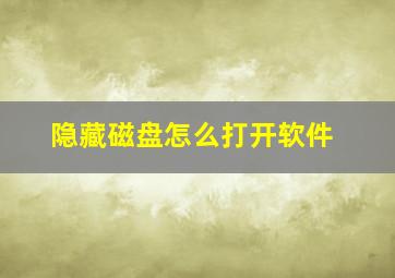 隐藏磁盘怎么打开软件